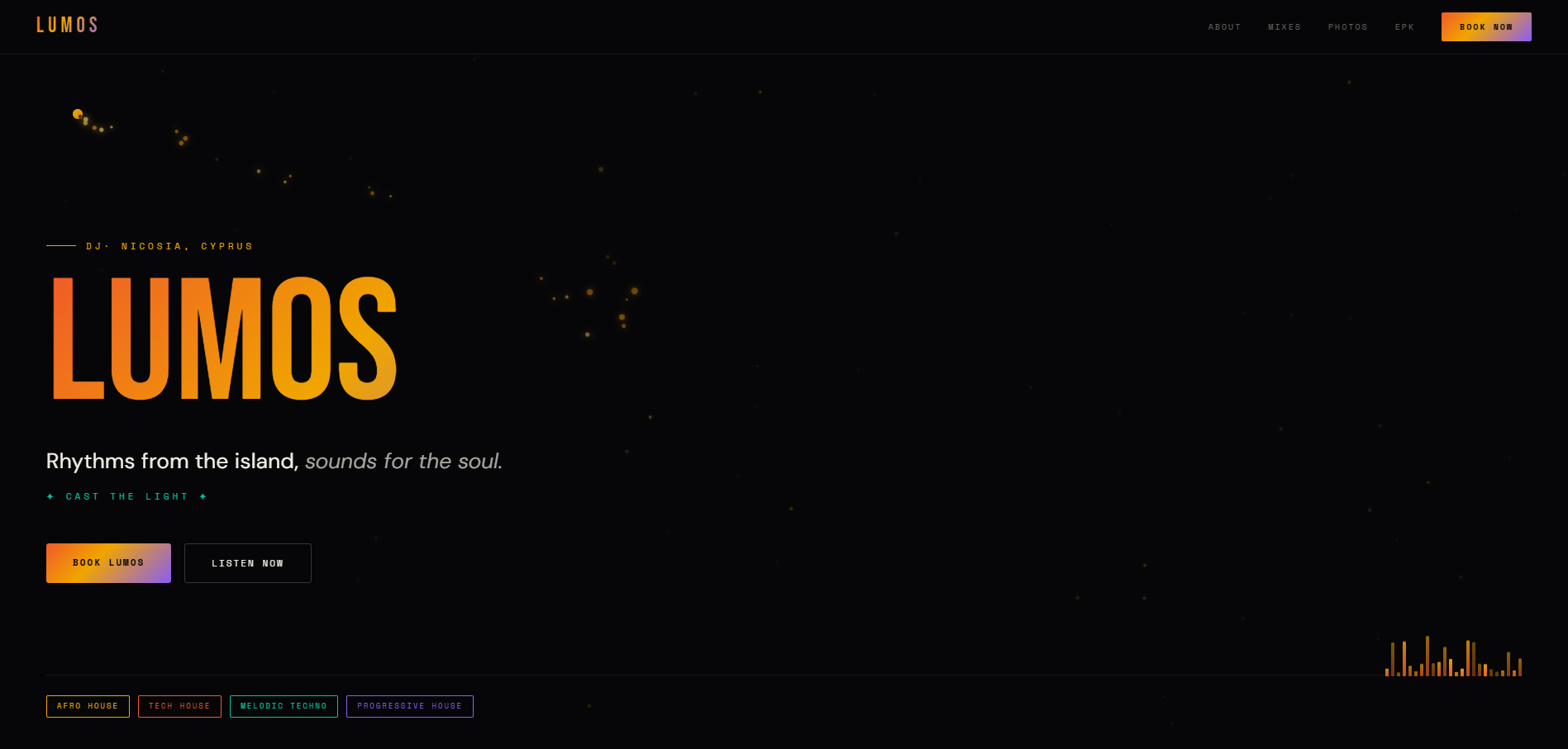 LUMOS DJ website screenshot